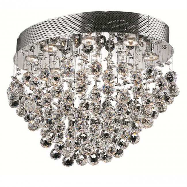  Galaxy Chrome Eight-Light 16-Inch Flush Mount with Royal Cut Clear Crystal