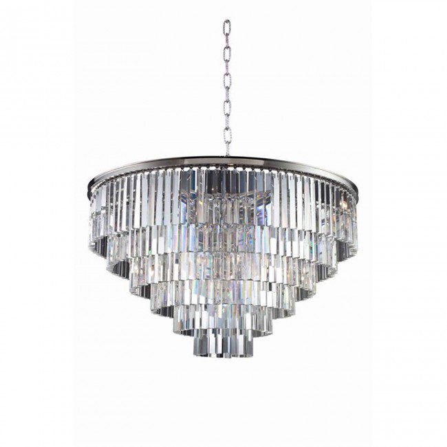 Sydney Polished Nickel Thirty-Two-Inch Pendant with Royal Cut Clear Crystals