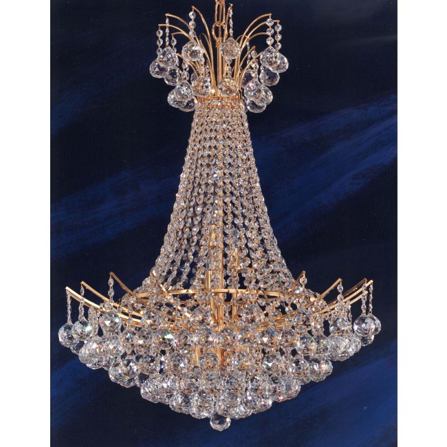 12 lights crystal chandelier in gold plated finish