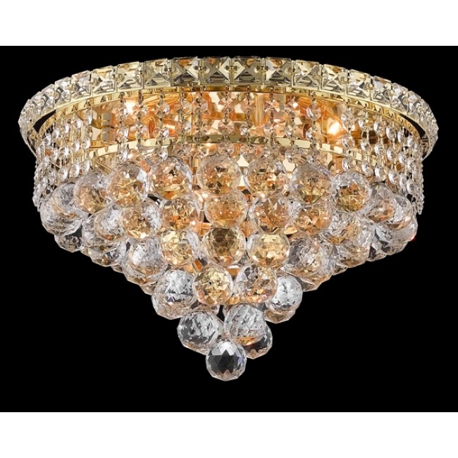 6 light gold plated crystal flush mount ceiling light dressed with crystal balls