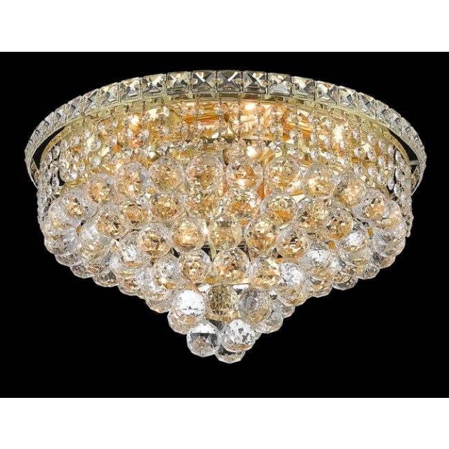8 light gold plated crystal flush mount ceiling light dressed with crystal balls