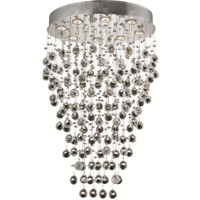  Galaxy Chrome Eight-Light 16-Inch Semi Flush Mount with Royal Cut Clear Crystal and Round Canopy