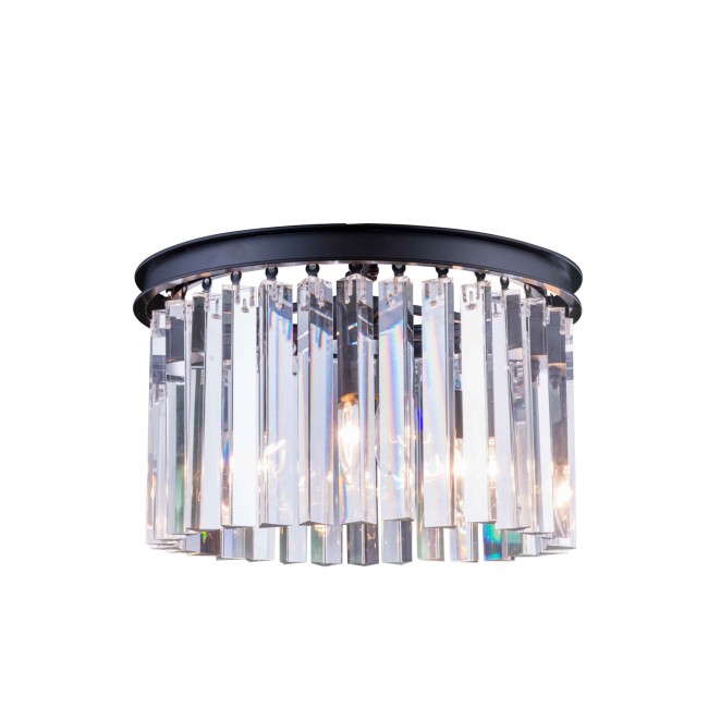 Sydney Mocha Brown Sixteen-Inch Flushmount with Royal Cut Clear Crystals