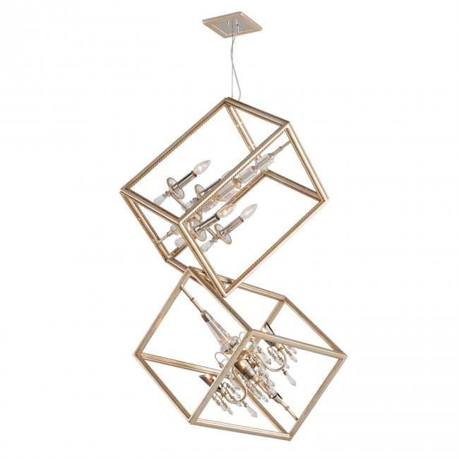 Silver Leaf With Gold Eight-Light Pendant