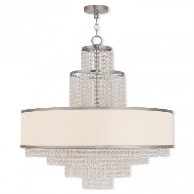 Prescott Brushed Nickel 30-Inch Eight-Light Drum Pendant