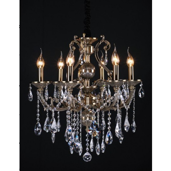 Polished chrome 6 Light Zinc Alloy crystal Chandelier