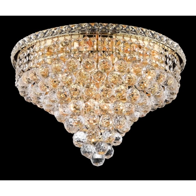 10 light gold plated crystal flush mount ceiling light dressed with crystal balls