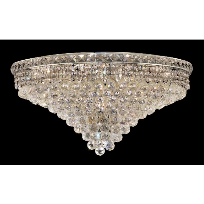 18 light polished chrome crystal flush mount ceiling light dressed with crystal balls