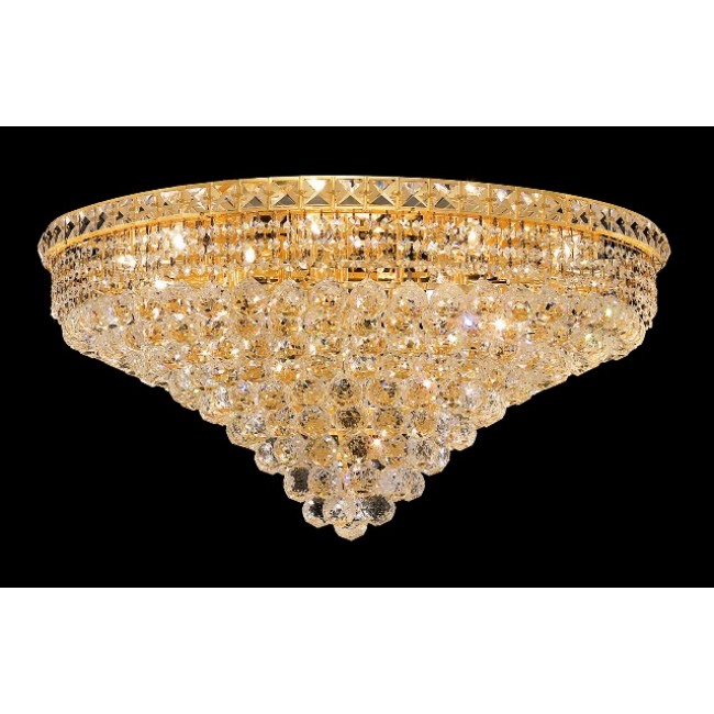 18 light gold plated crystal flush mount ceiling light dressed with crystal balls
