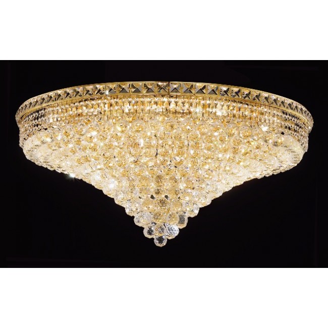21 light gold plated crystal flush mount ceiling light dressed with crystal balls