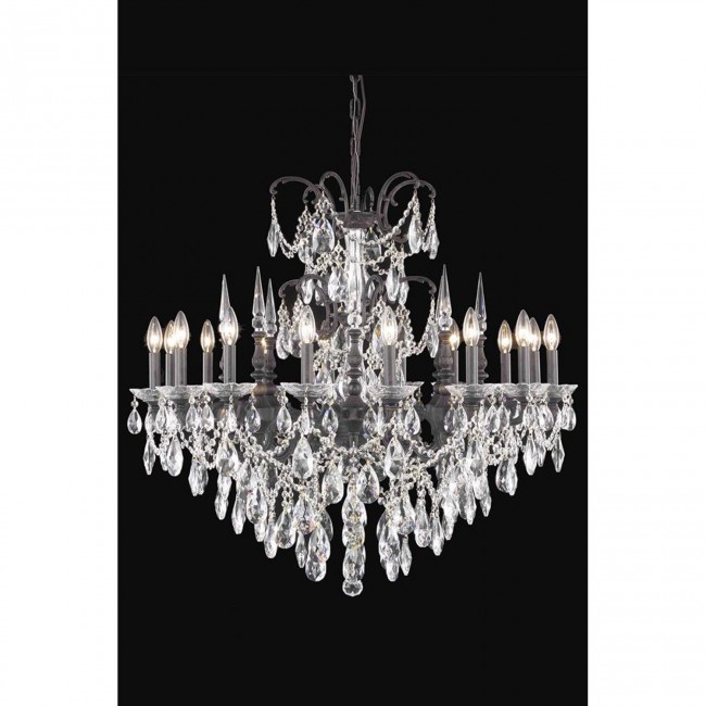 Athena Dark Bronze 16-Light Chandelier with Royal Cut Crystal