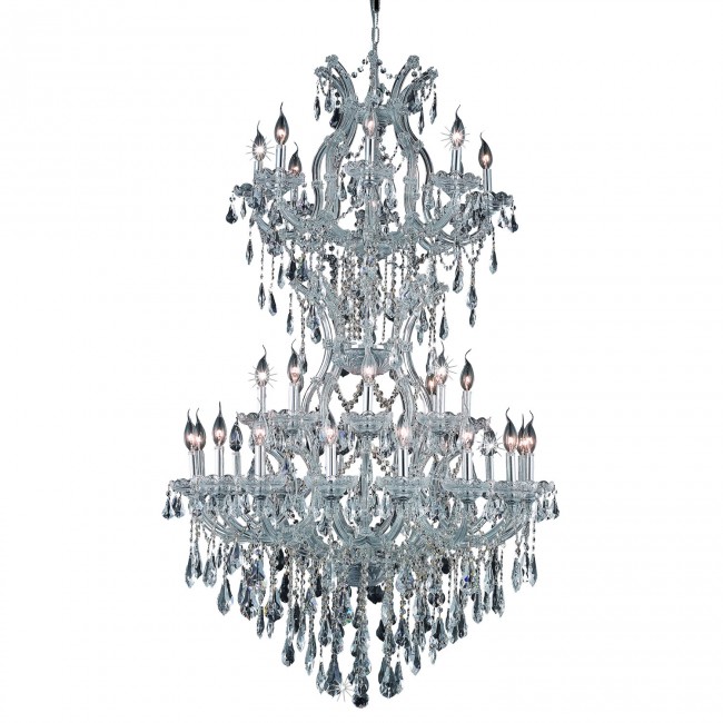 Maria Theresa Chrome Thirty-Four Light 36-Inch Chandelier with Royal Cut Clear Crystal