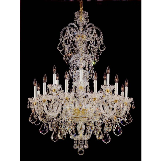 18 Lights Bohemian Crystal chandelier in gold plated finish