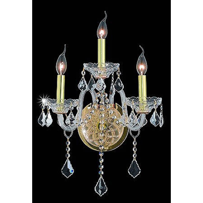 Traditional 3 light Wall Sconce in gold plated finish