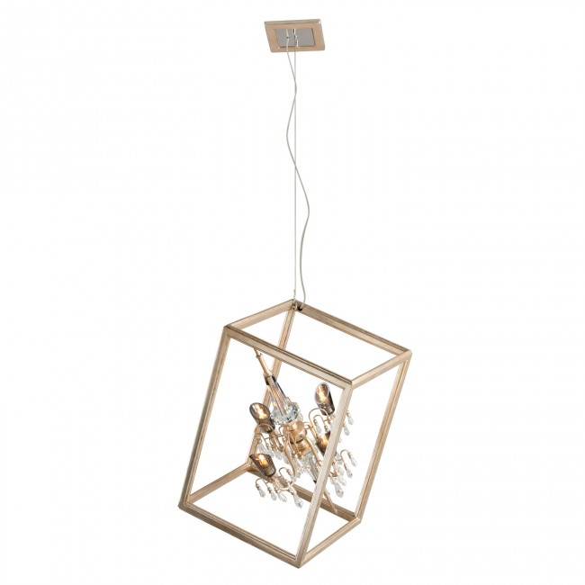 Silver Leaf With Gold Four-Light Halogen Pendant