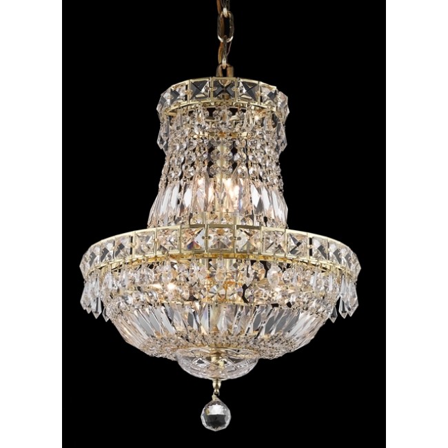 6 Light gold crystal chandelier gold plated