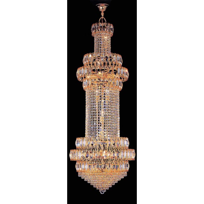 19 lights crystal chandelier in gold plated finish