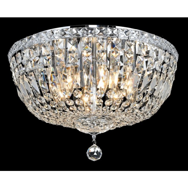 8 light crystal flush mount ceiling lamp with chrome finish