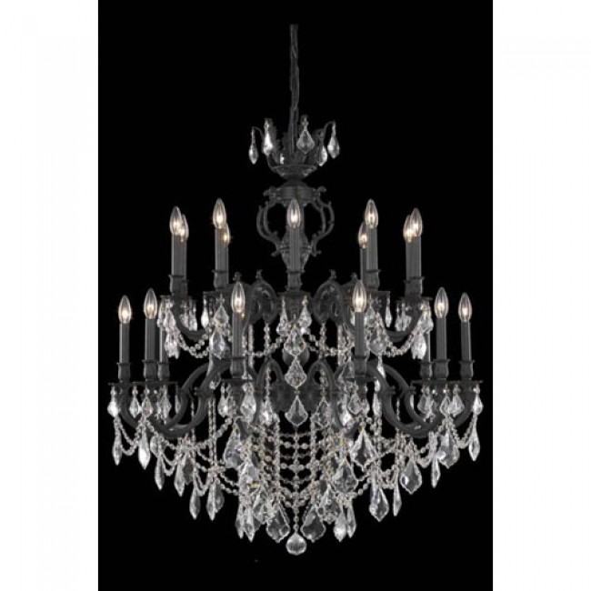 Marseille Dark Bronze Twenty-Light Chandelier with Clear Royal Cut Crystals