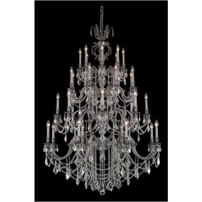 Pewter 32-Light Chandelier with Royal Cut Crystal
