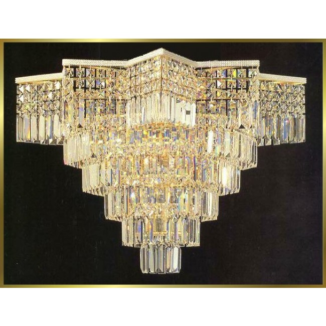 18 light flush mount crystal chandelier in gold plated finish