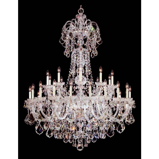 30 Lights Bohemian Crystal chandelier in polished chrome finish