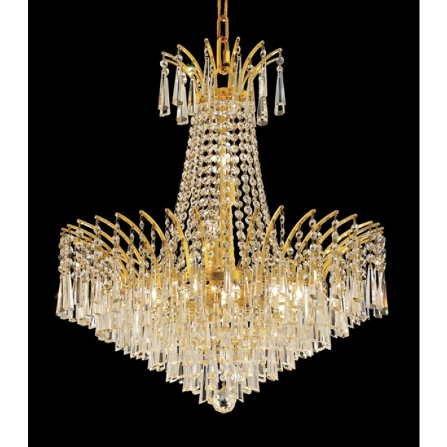 11 Light crystal chandelier gold plated