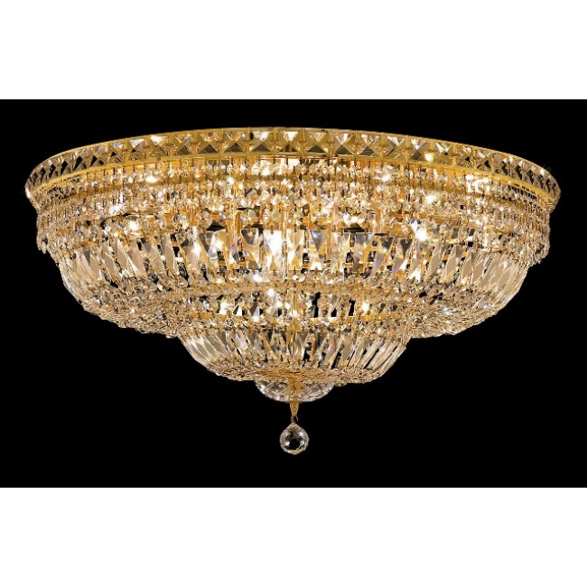 18 light crystal flush mount ceiling lamp with gold finish