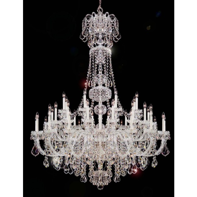 45 Lights Bohemian Crystal chandelier in polished chrome finish