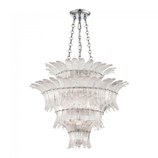 Fiore Chrome / Clear 12 Light Chandelier with Clear Glass Shade