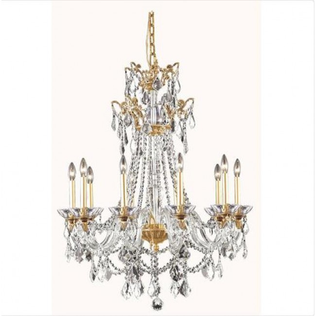 Gold 10-Light Chandelier with Swarovski Elements Crystal