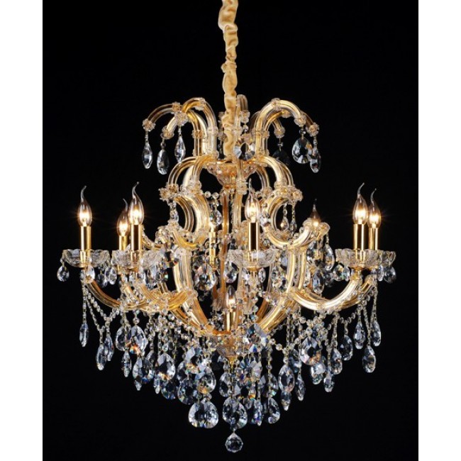 Gold plated 9 Light Maria Theresa crystal Chandelier