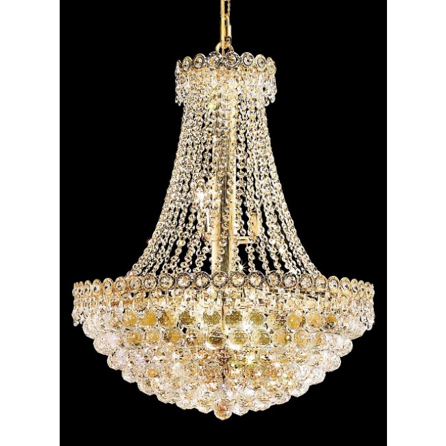 12 light Crystal chandelier with gold plated finish