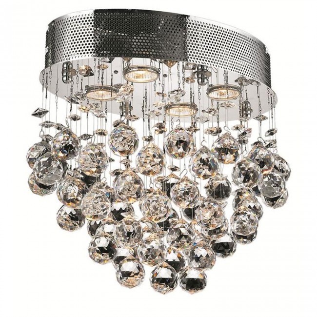 Galaxy Chrome Four-Light 11.5-Inch Flush Mount with Royal Cut Clear Crystal