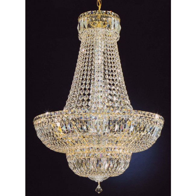 9 lights crystal chandelier in gold plated finish