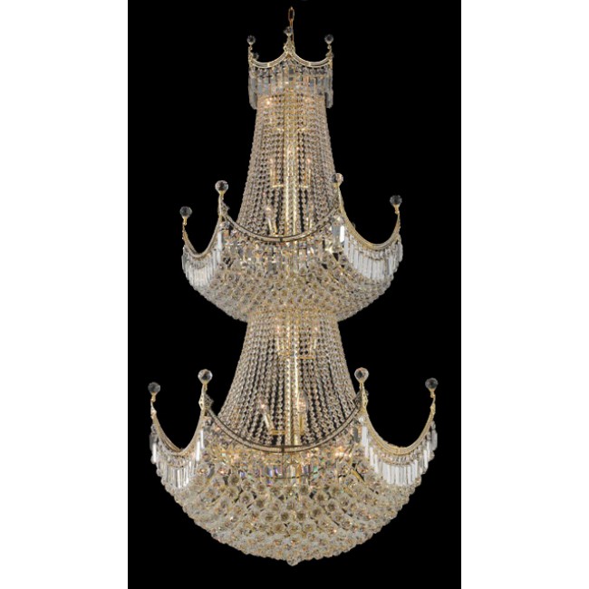 36 Light crystal chandelier with gold plated finish