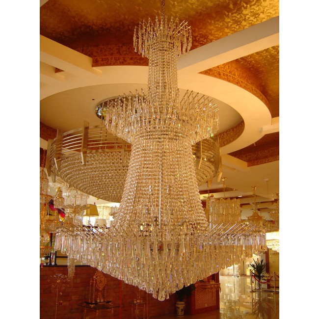 52 Lights Foyer large crystal Chandelierwith gold plated finish