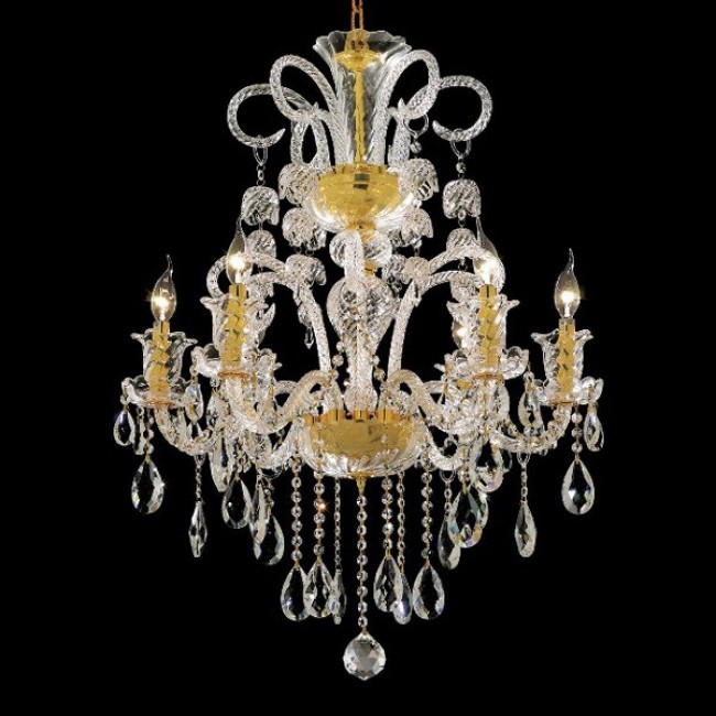 Gold plated 6 Light Bohemian crystal Chandelier