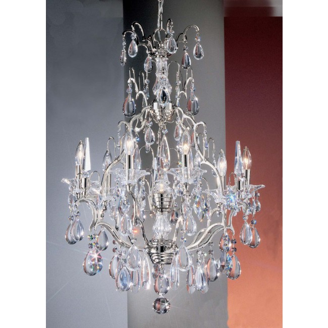 7 lights traditional crystal chandelier in polished chrome finish
