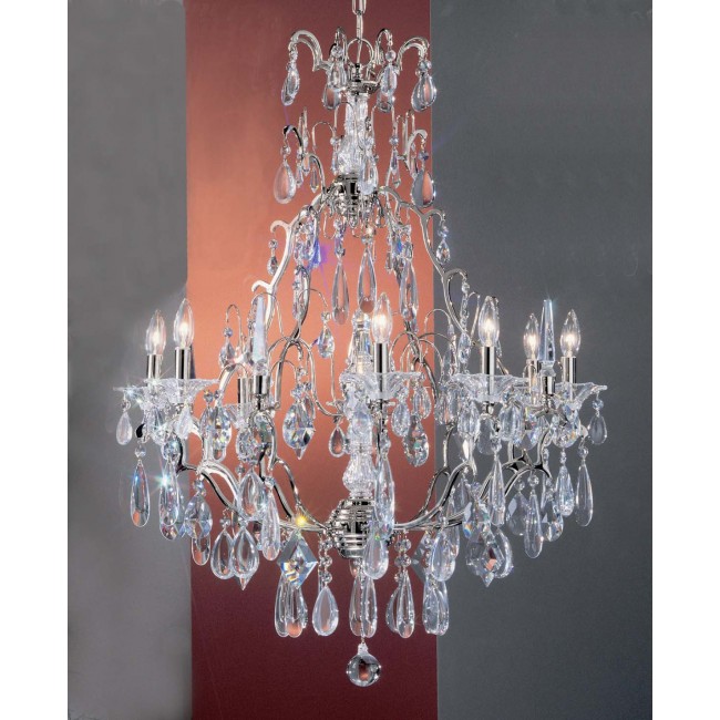 9 lights traditional crystal chandelier in polished chrome finish