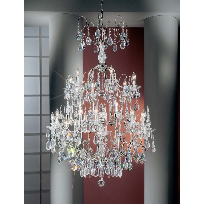 19 lights traditional crystal chandelier in polished chrome finish