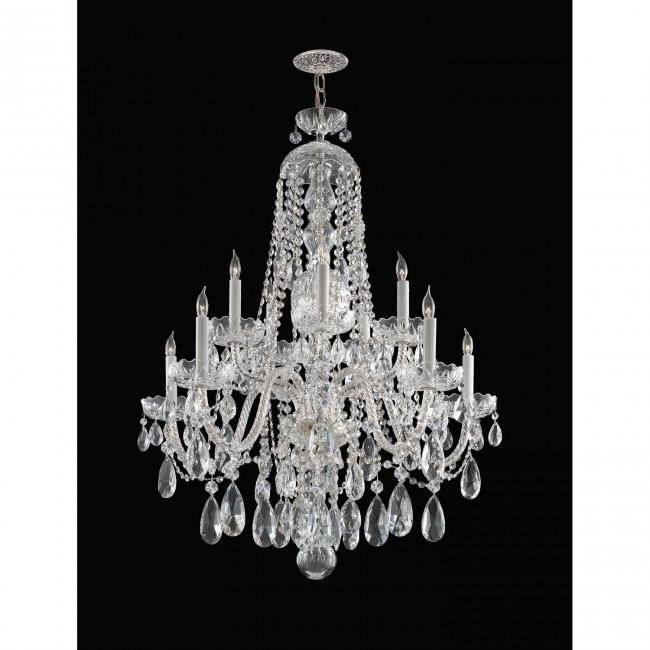  Polished Chrome Five-Light Hand Cut Crystal Chandelier