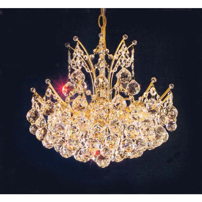 6 lights crystal chandelier in gold plated finish