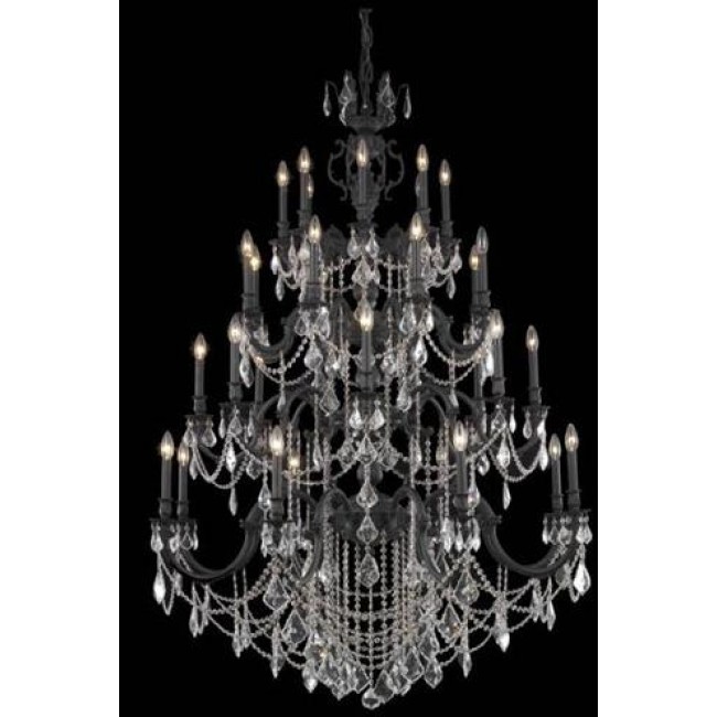 Bronze Thirty-Two Light Chandelier with Clear Royal Cut Crystals