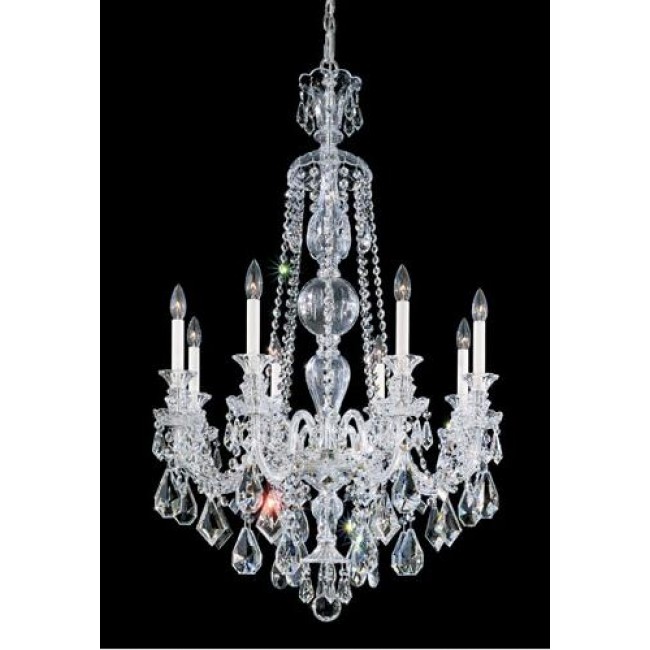 Silver Eight-Light Clear Heritage Handcut Crystal Chandelier, 28W x 43H x 28D