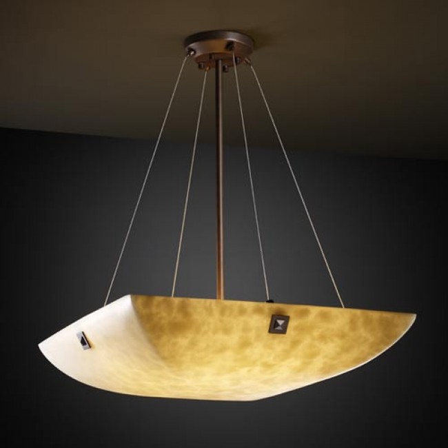Group Clouds 48-Inch Bowl Pendant with Large Square Point Finials