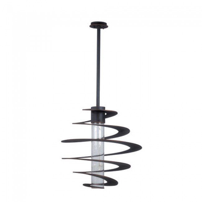 Escalier Aged Copper One-Light 24-Inch Pendant with Seeded Glass