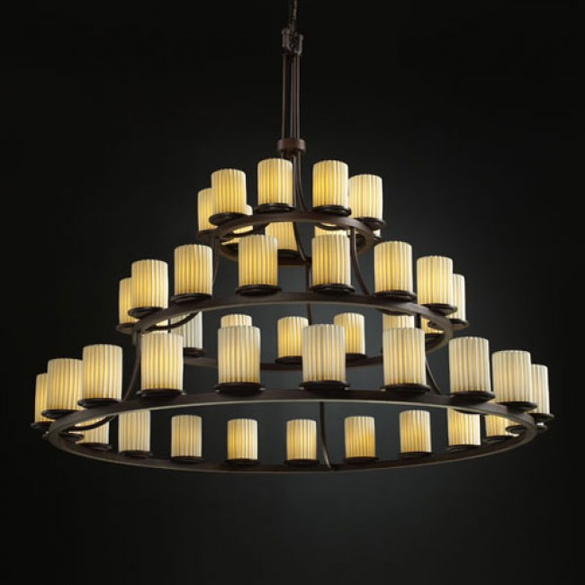  45-Light Dark Bronze Three-Tier Ring Chandelier