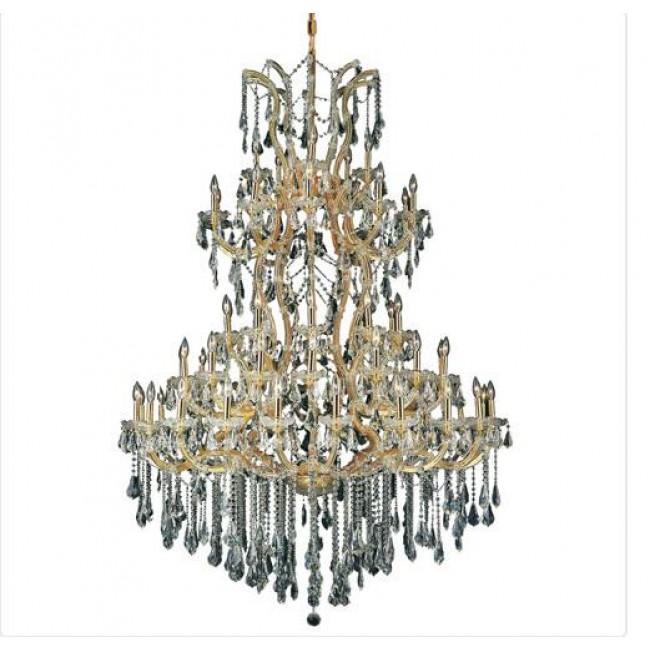 Gold Sixty-One Light 54-Inch Chandelier with Royal Cut Clear Crystal