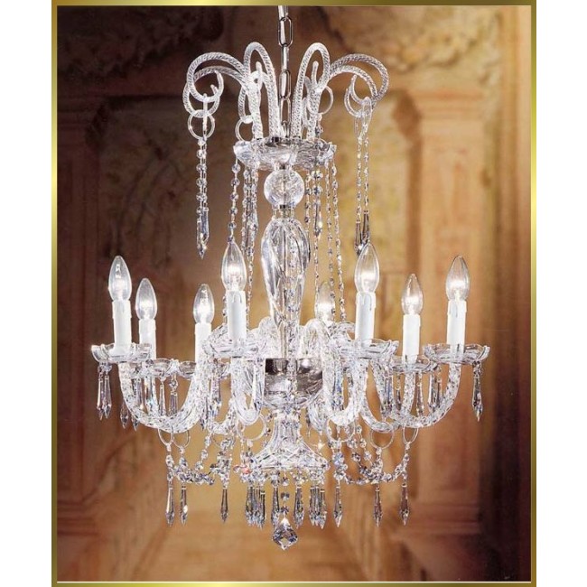 8 Lights Bohemian Crystal chandelier in polished chrome finish